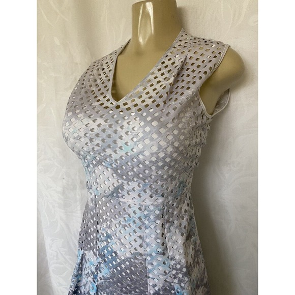 Elie Tahari Holly Neoprene Mesh Cinder Dress Perforated V Neck Laser Cut… - Picture 5 of 7